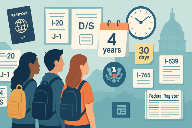 Norma propuesta por el DHS: Fin de la “duración del estatus” para las visas F-1, J-1 e I: Lo que los estudiantes deben saber - Cover Image
