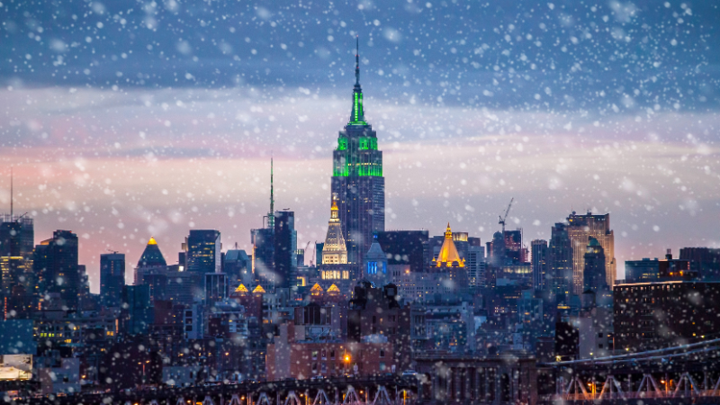 Snowy Skyline New York City